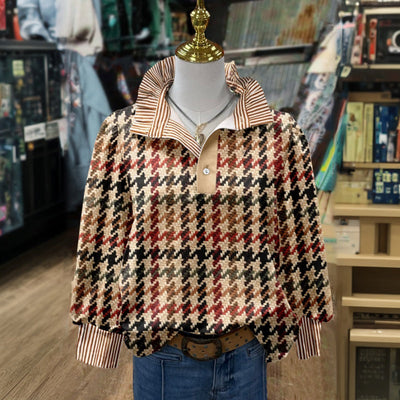 Vintage Checked Women's Blouse