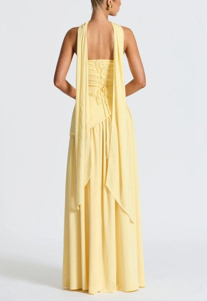 Strapless maxi-jurk met split en lint