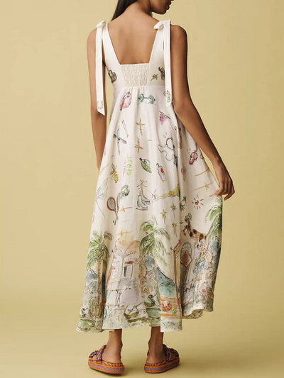 Bemaltes Ballettkleid aus Leinen mit Schleife