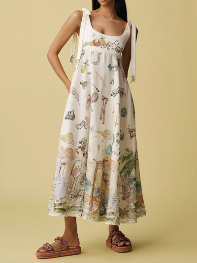 Bemaltes Ballettkleid aus Leinen mit Schleife