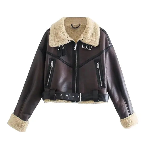 DYVAE - Lammwolljacke STACY mit Gürtel