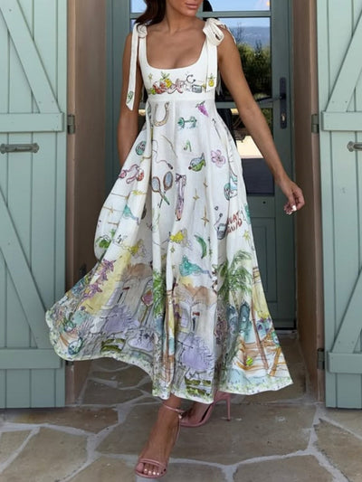 Bemaltes Ballettkleid aus Leinen mit Schleife
