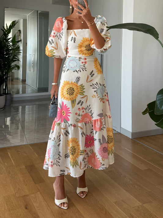 Ella™️ Bloemenjurk met pofmouwen